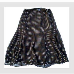 Liz Claiborne Brown Skirt with Green/Yellow/White Pokadots Size 10